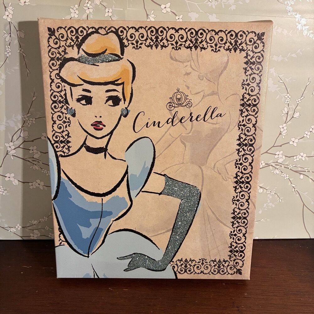 Disney Cinderella In Her Ball Gown Picture On Canvas. Measures 10”x8”.